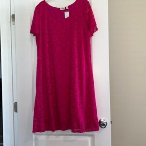 🌻 Gorgeous Spring Summer Magenta Lace Overlay Dress 🛍️ Size XL